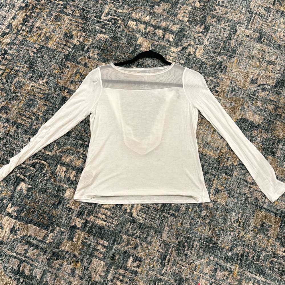 BCBG MaxAzria white long sleeve with scoop mesh back size XS
